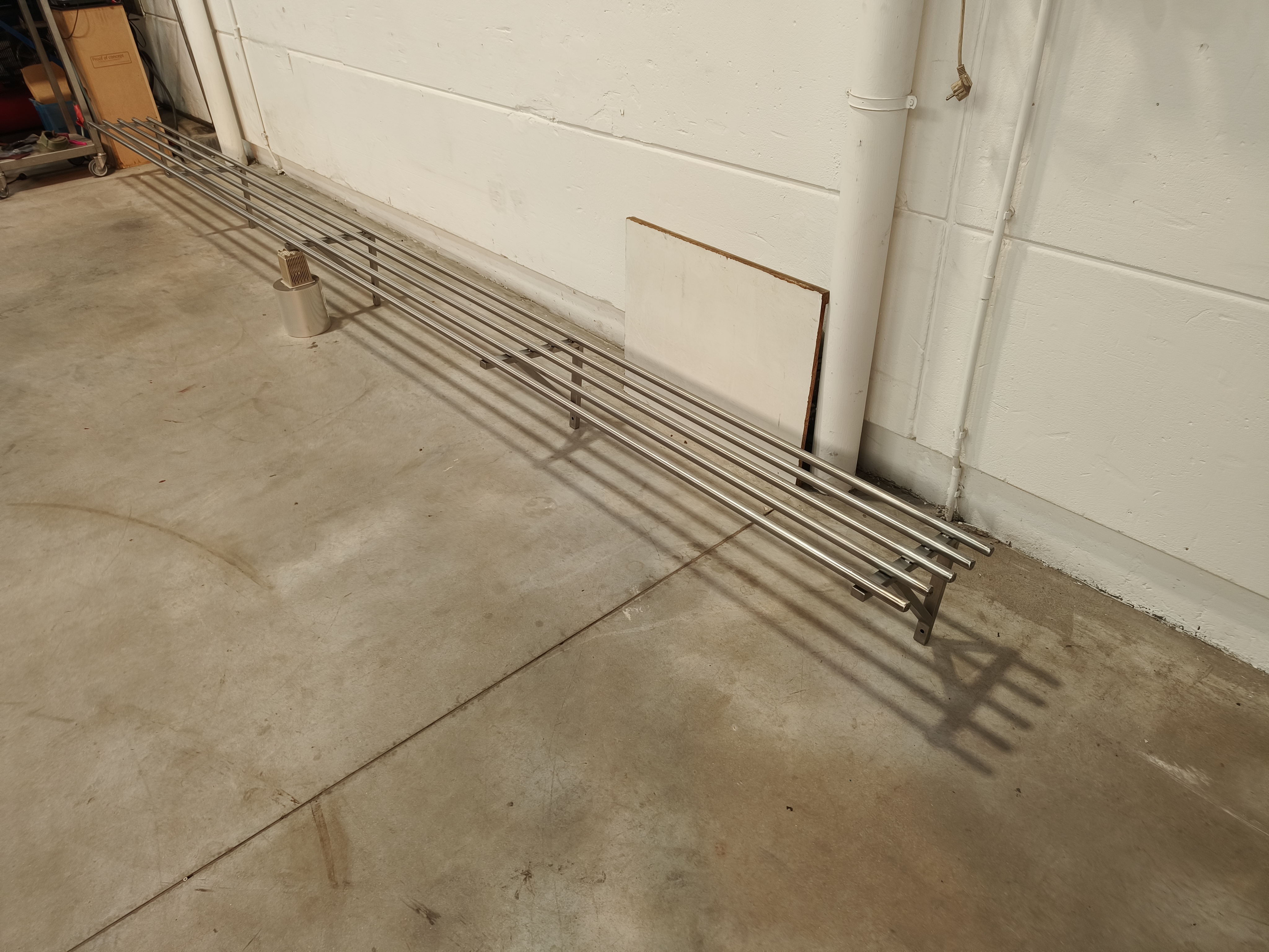 Stainless steel wall rack - 5 meters For sale used second hand 2nd hand ...