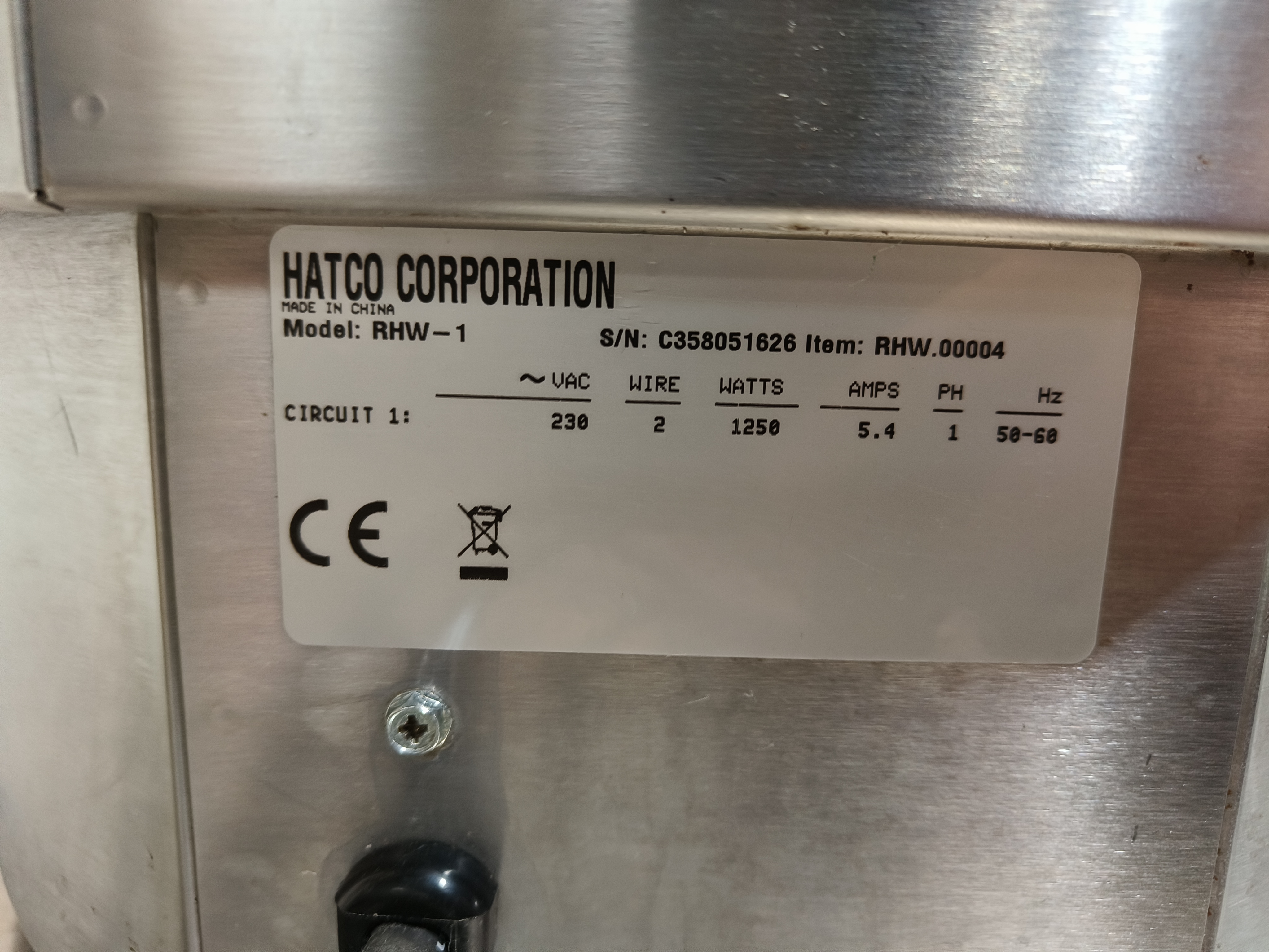 Hatco food warmer RHW-1 For sale used second hand 2nd hand | Bart ...